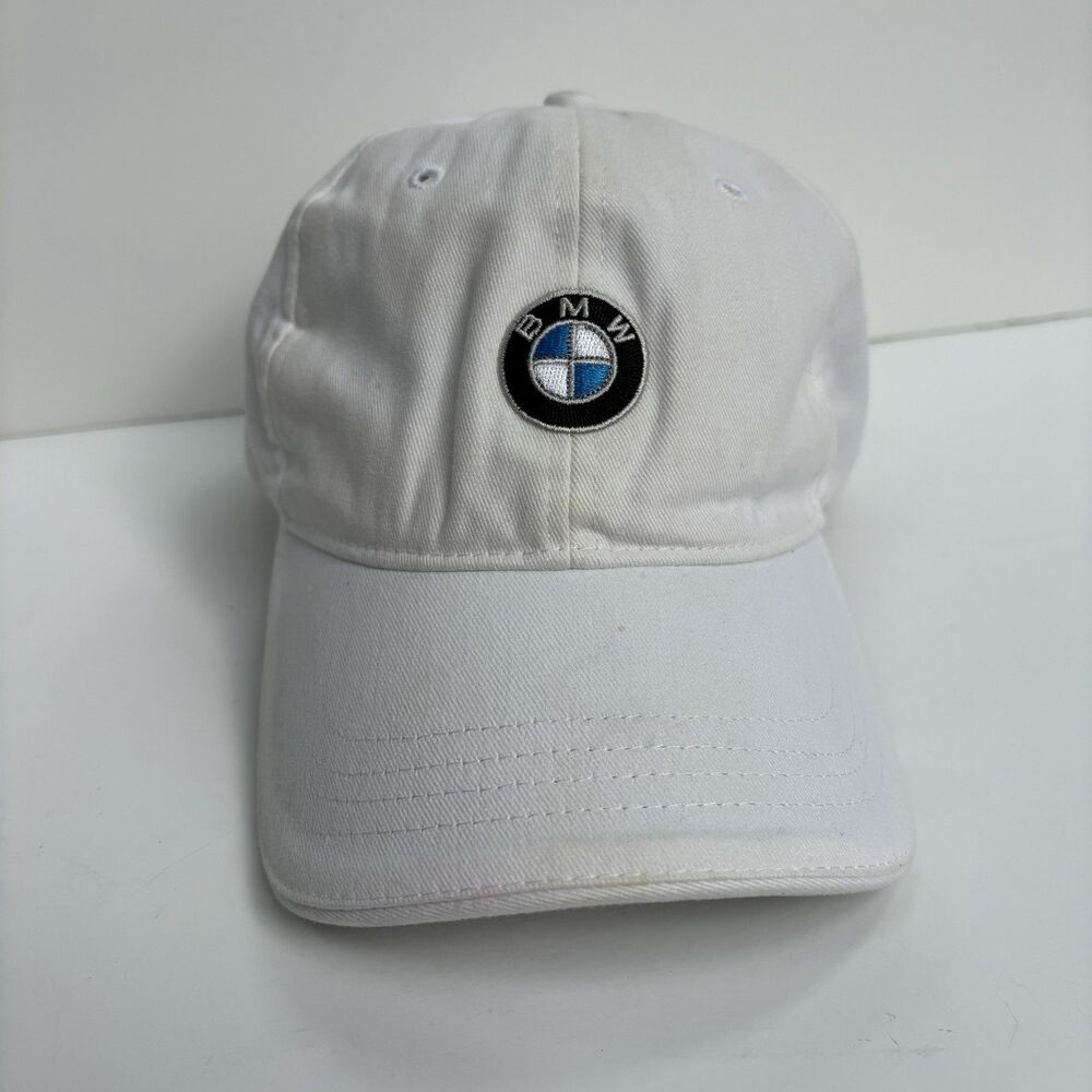 BMW Lifestyle Hat Cap Strap Back One Size Mens White Logo Baseball Car Auto